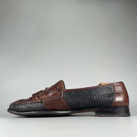 Mezlan Cruz Men\'s 13 Brown Woven Leather Kiltie Tassel Loafer Slip On Dress Shoe main image 5